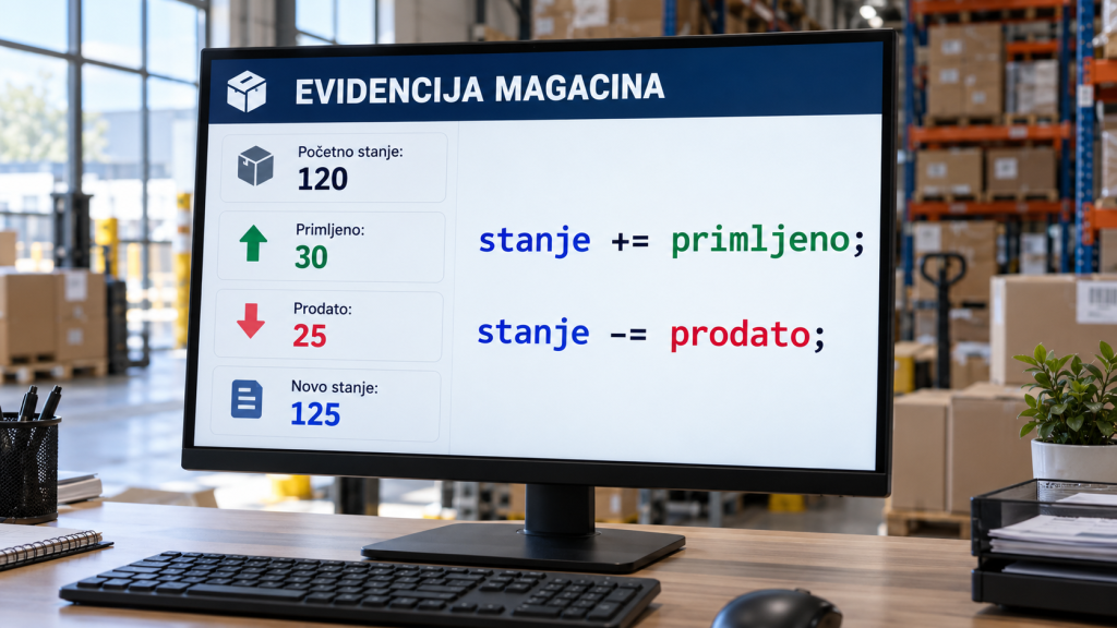 Evidencija magacina pomoću kombinovanih operatora u C++