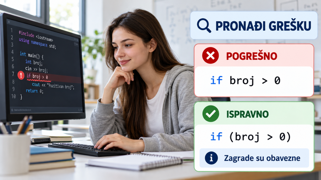 Pronalaženje i ispravljanje sintaksne greške u if naredbi