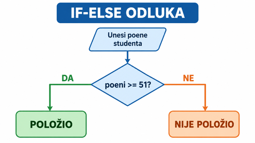 If-else odluka za proveru da li je student položio ispit